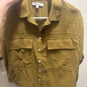 Madewell Olive-Gold Button-Front Shirt Jacket